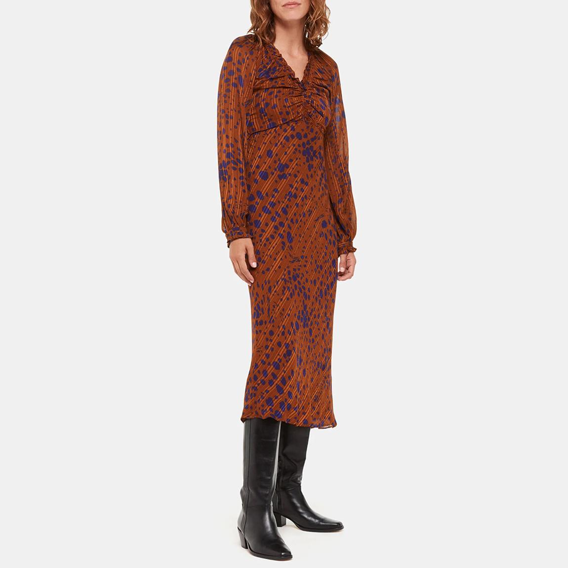 Burnt Orange Spotted Dalmatian Midi Dress main product photo