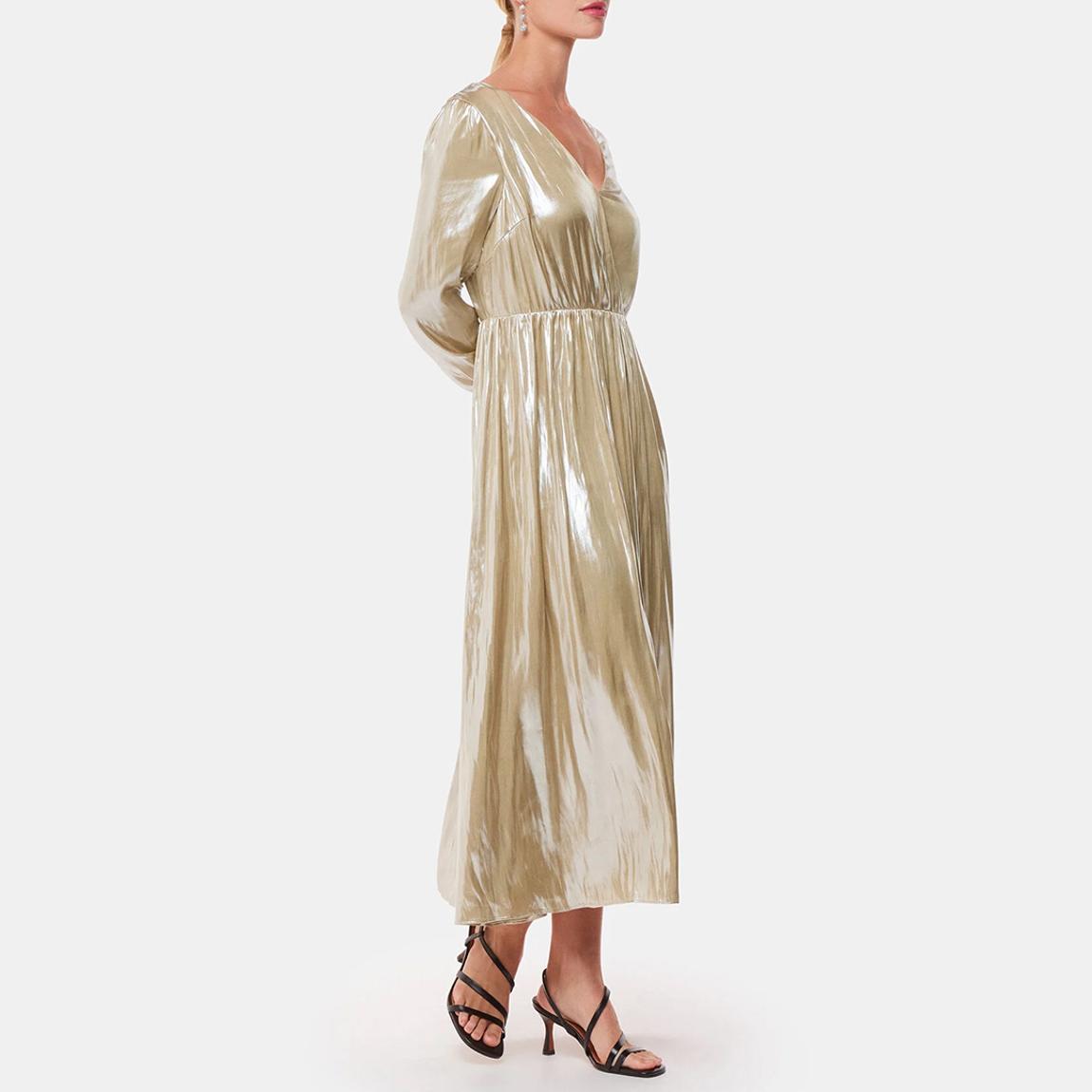 Gold Metallic Wrap Front Dress main product photo
