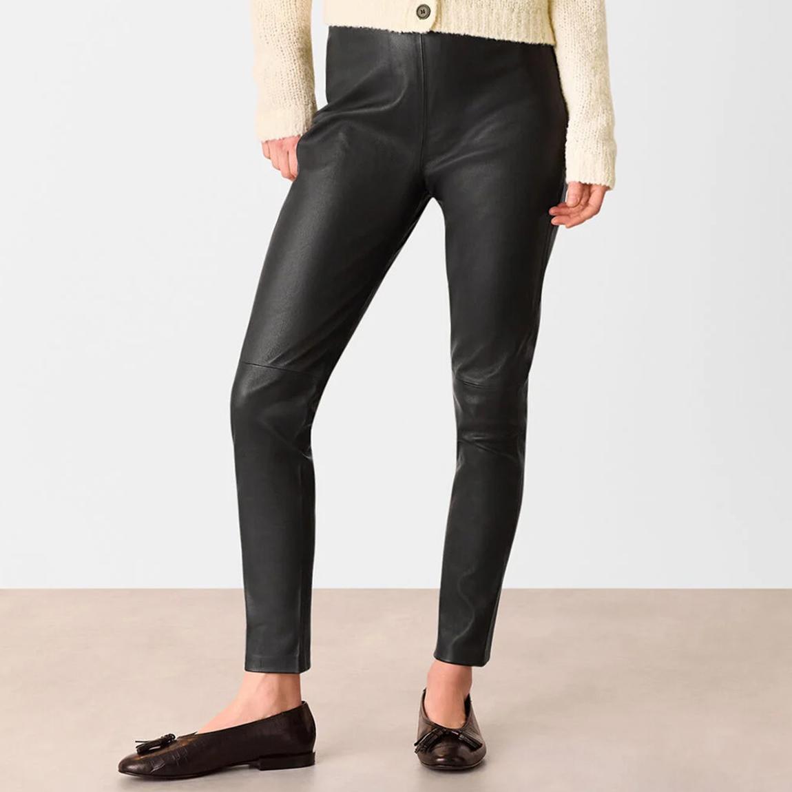 Black Stretch Leather Leggings main product photo