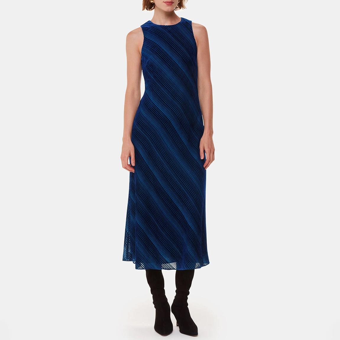 Blue Devore Stripe Velvet Dress main product photo