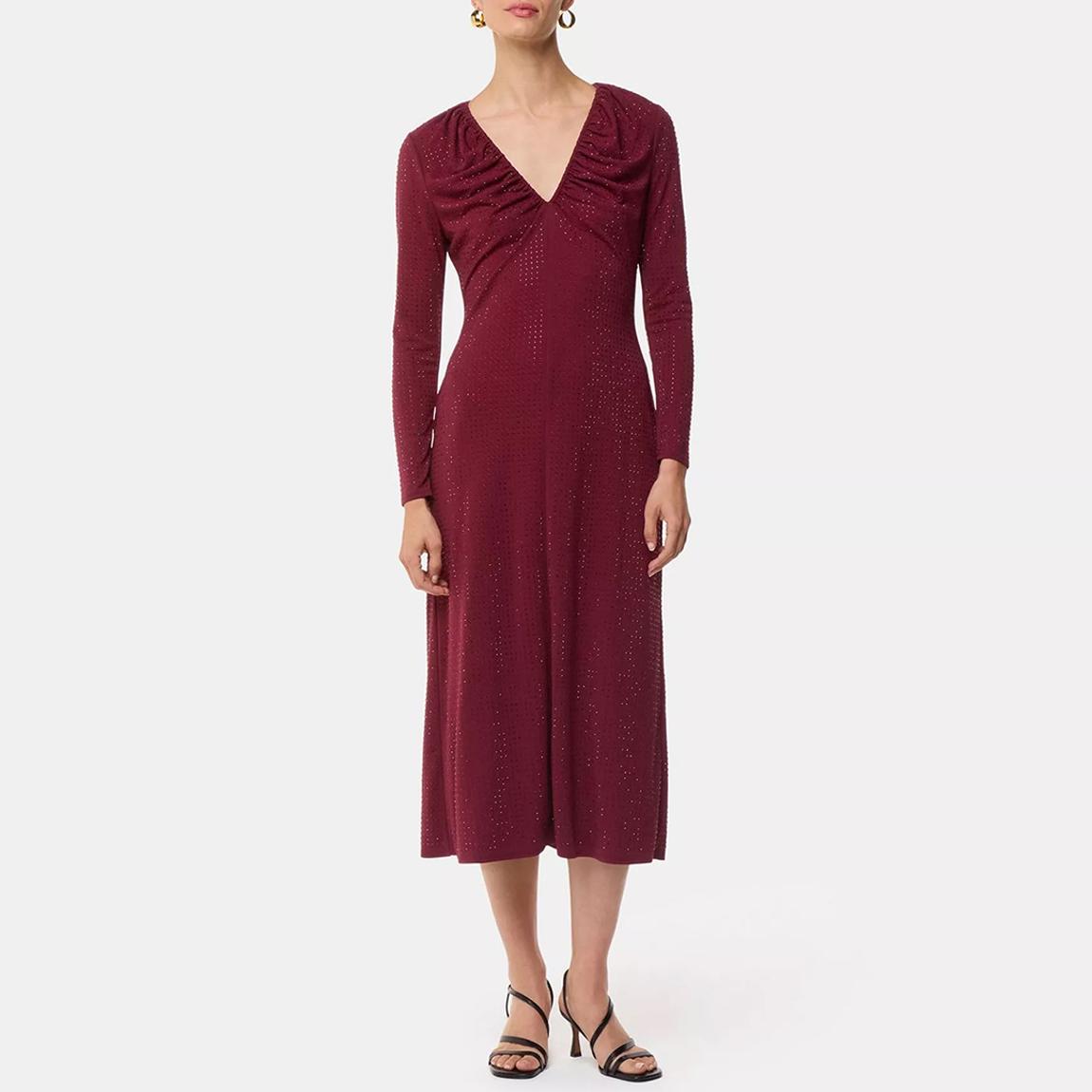 Burgundy Hotfix V-Neck Midi Dress main product photo