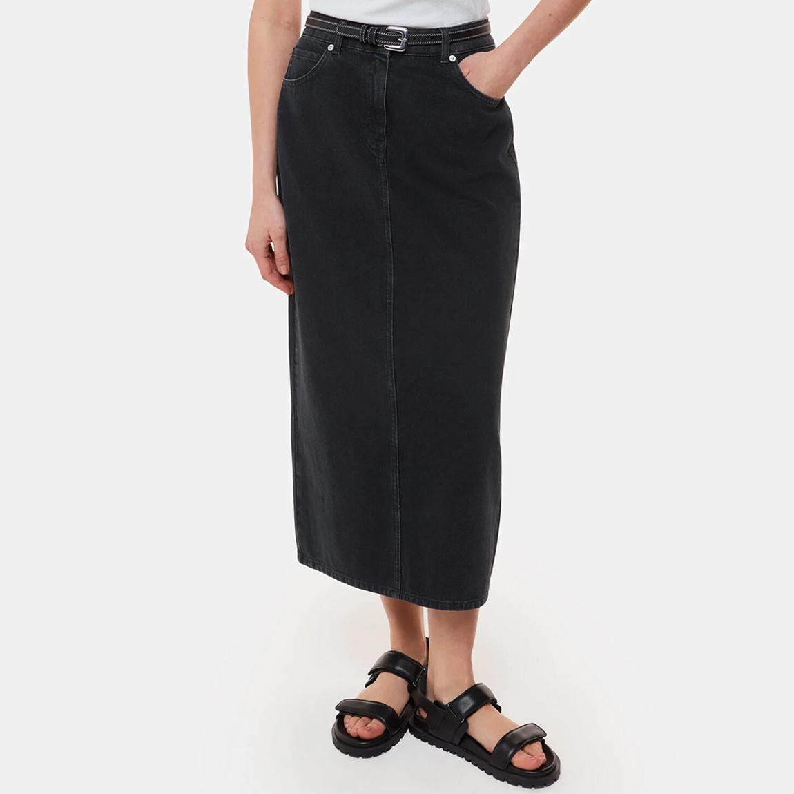 Wash Black Straight Denim Midi Skirt main product photo