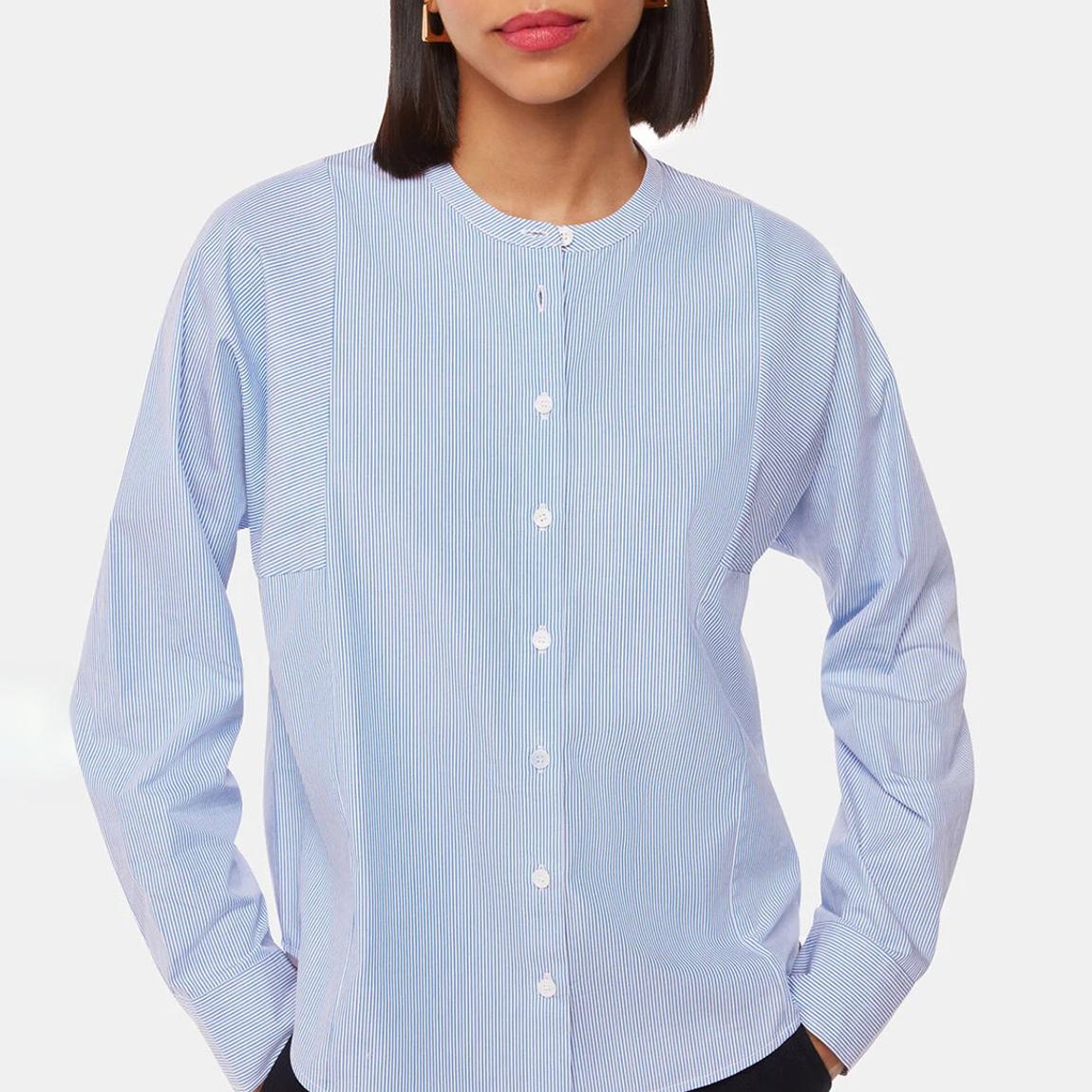 Blue/White Stripe Grandad Collar Shirt main product photo