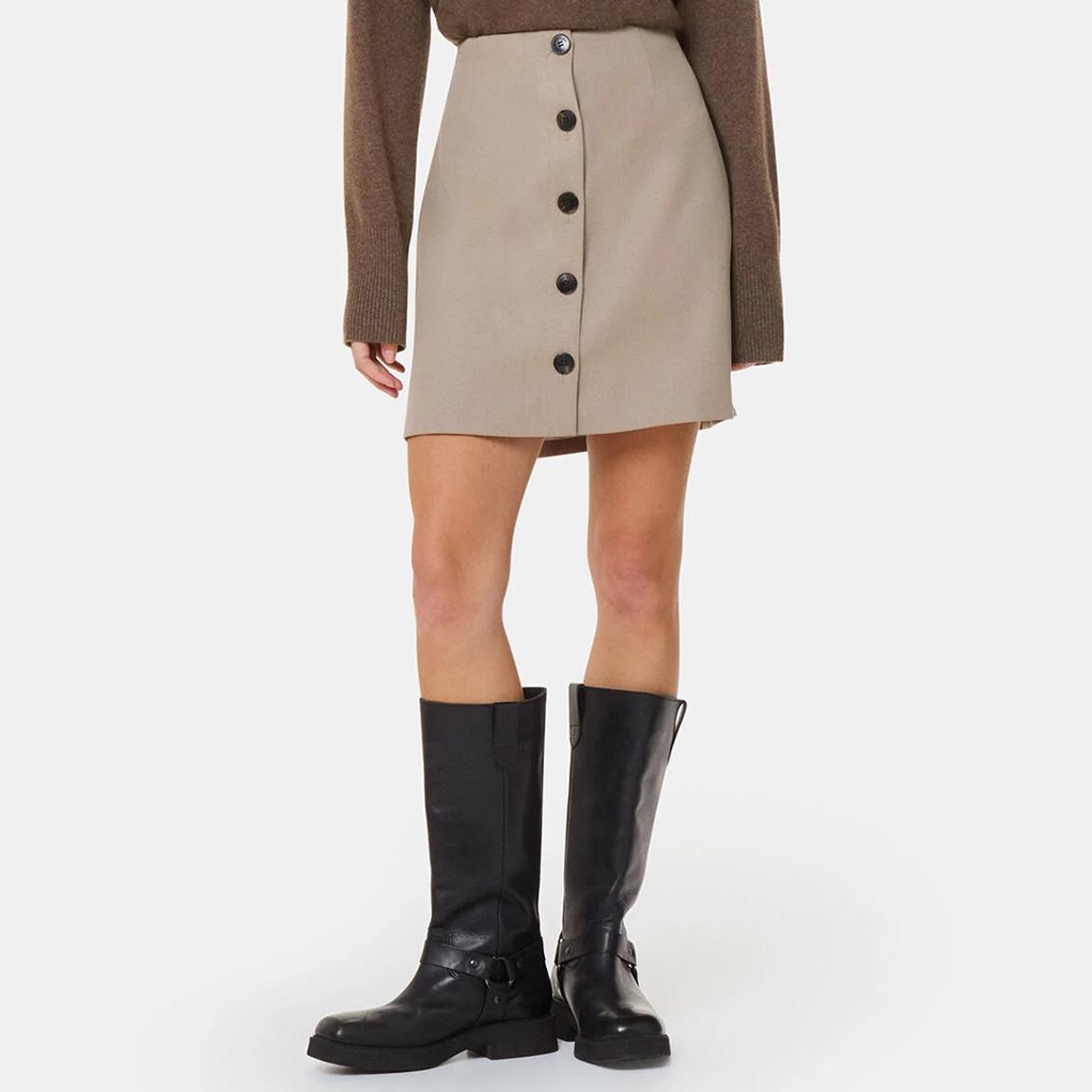 Neutral Button Front Wool Mini Skirt main product photo
