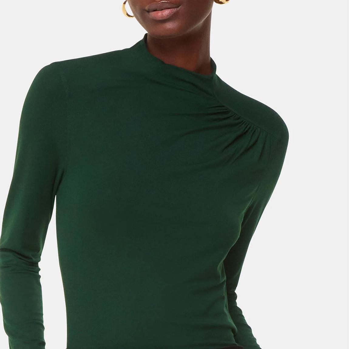 Green Ruched Front Detail Jersey Top main product photo