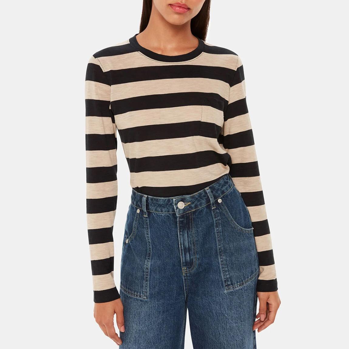 Black/Cream Stripe Crew Neck Top main product photo