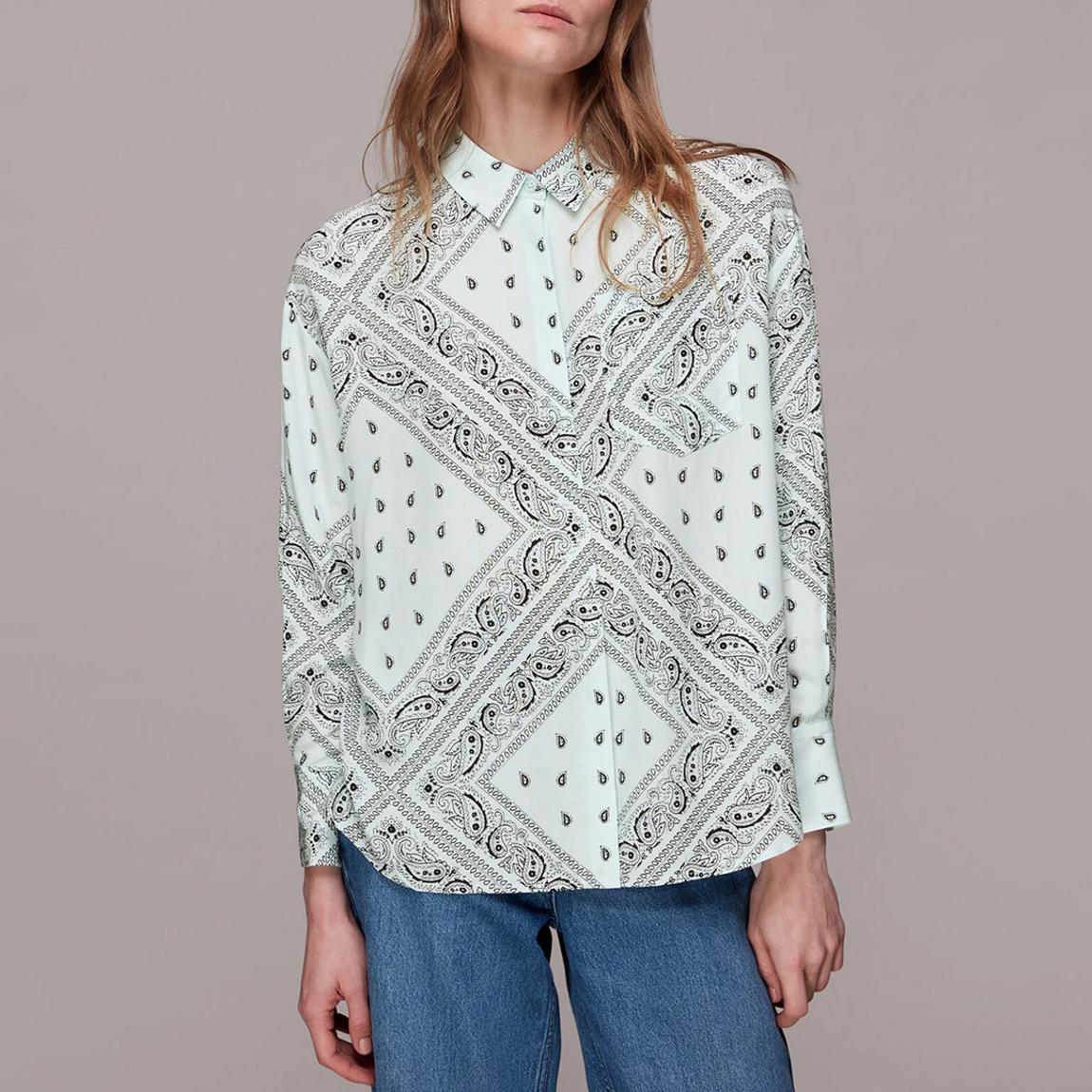 Sage/Ivory Bandana Print Oversized Shirt main product photo