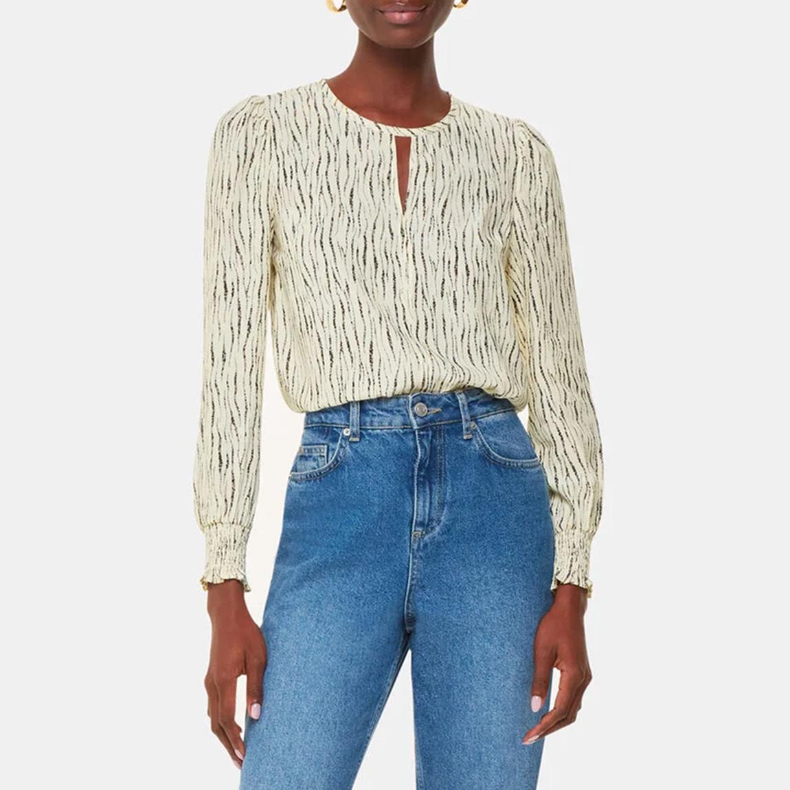 Ivory Shibori Stripe Detail Blouse main product photo