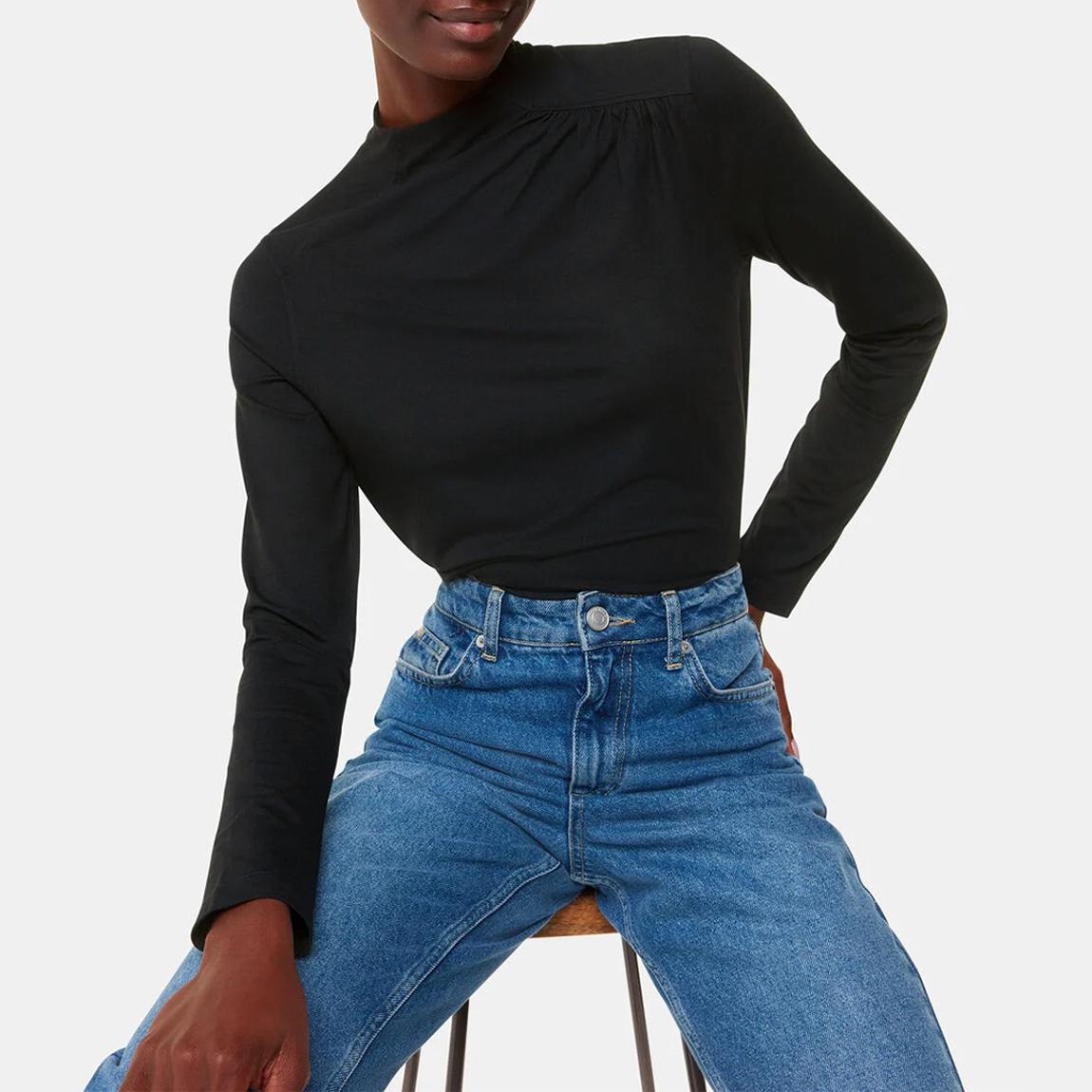 Black Ruched Front Detail Jersey Top main product photo