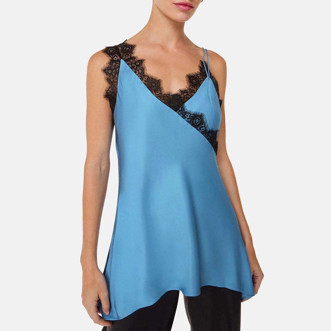 Blue Iris Lace Detail Wrap Top main product photo