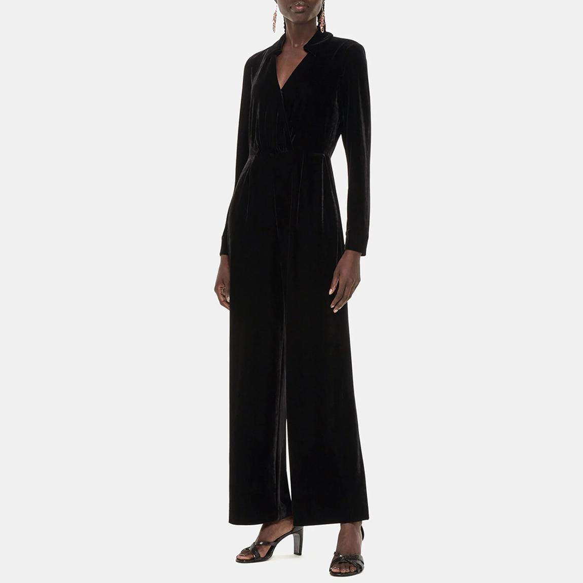 Black Wrap Velvet Jumpsuit  main product photo