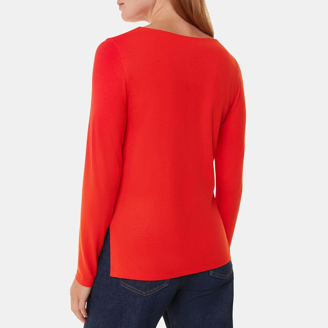 Red Marl Slim Straight Neck Jersey Top main product photo