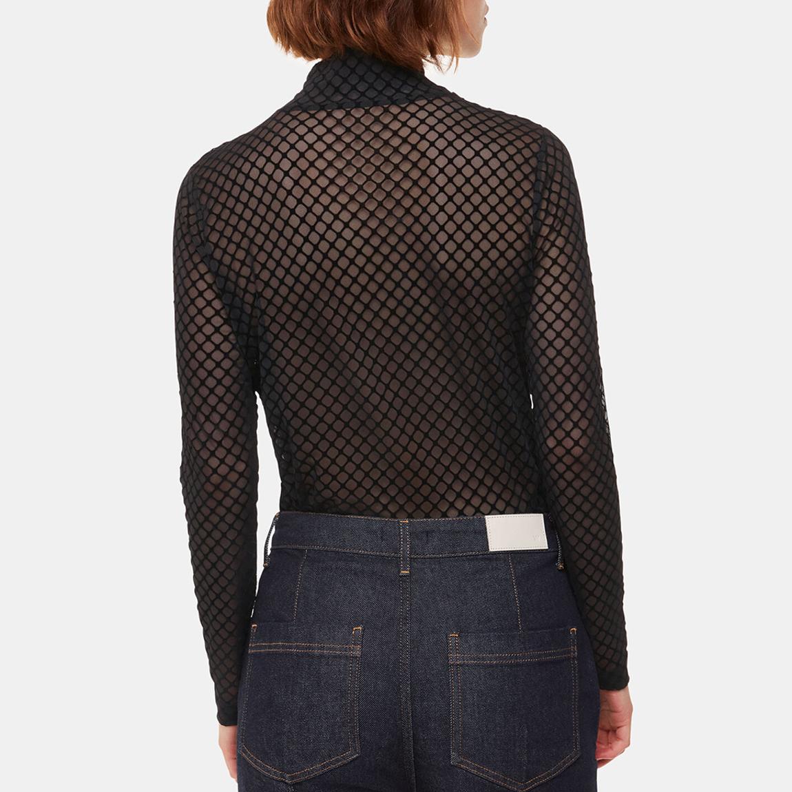 Black Checked Flocked Mesh Top main product photo