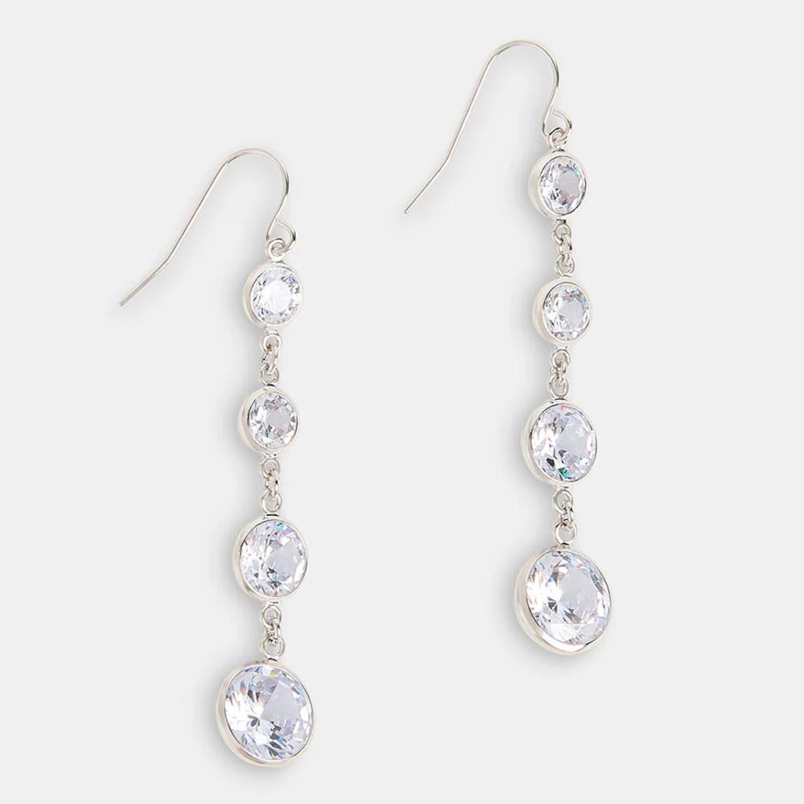 Silver Clear Gem Drop Earring main product photo