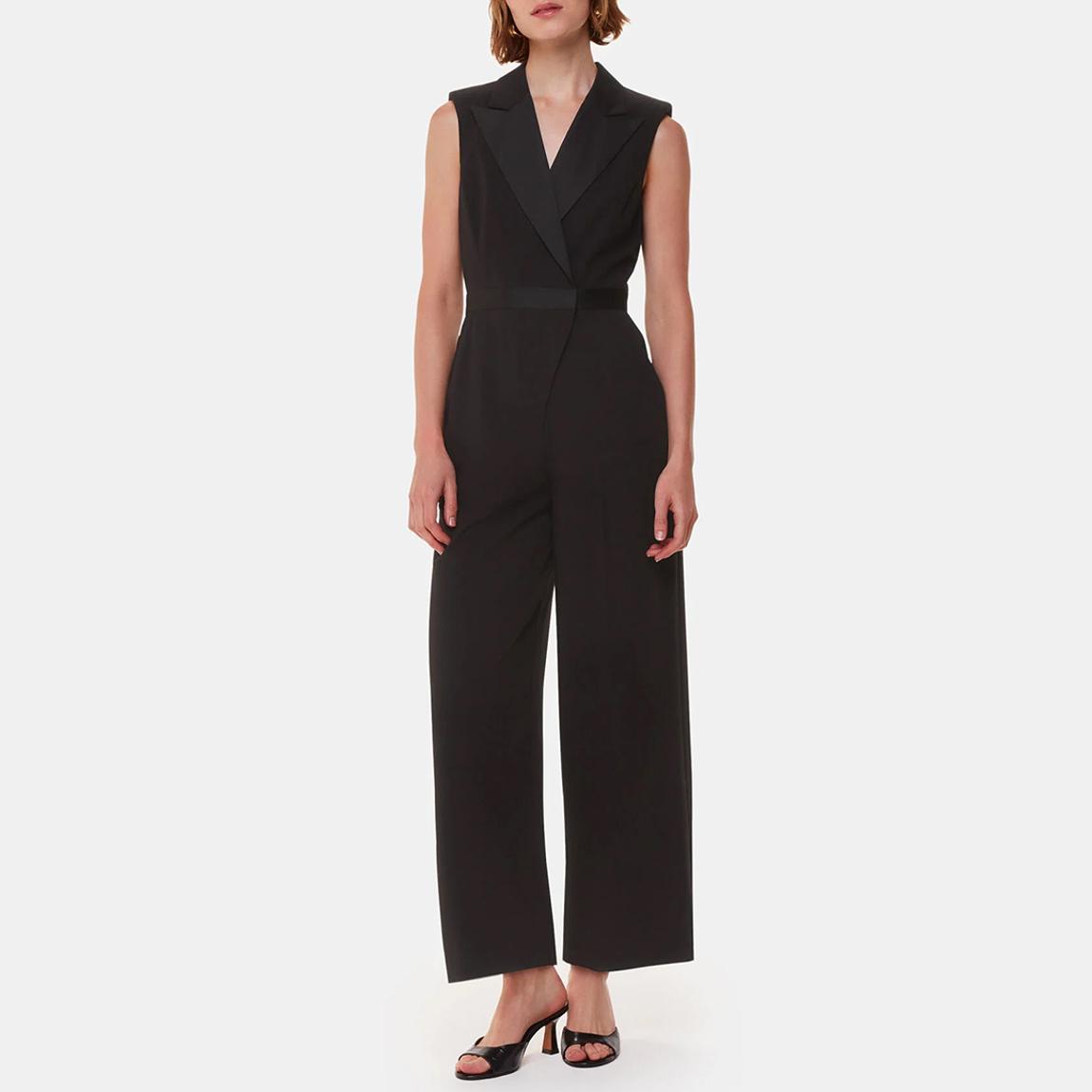 Black Edie Wool Blend Tuxedo Jumpsuit  main product photo