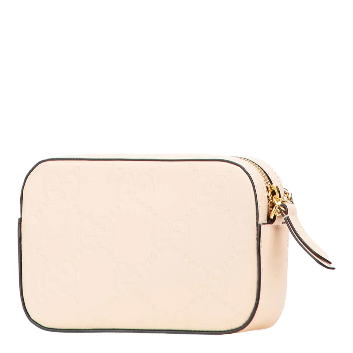 Beige Super Mini Gg Gucci Debossed Chain Wallet Crossbody Bag main product photo