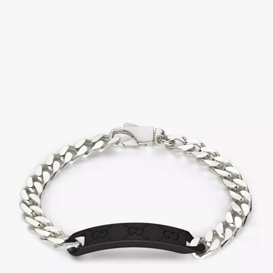 Sterling Silver Gucci Leather Tag Chain Bracelet main product photo
