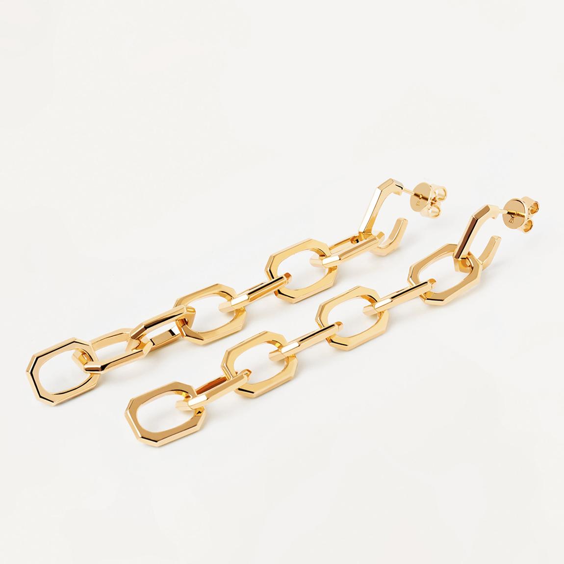 18K Gold Plated Endless Signature Chain Earrings main product photo