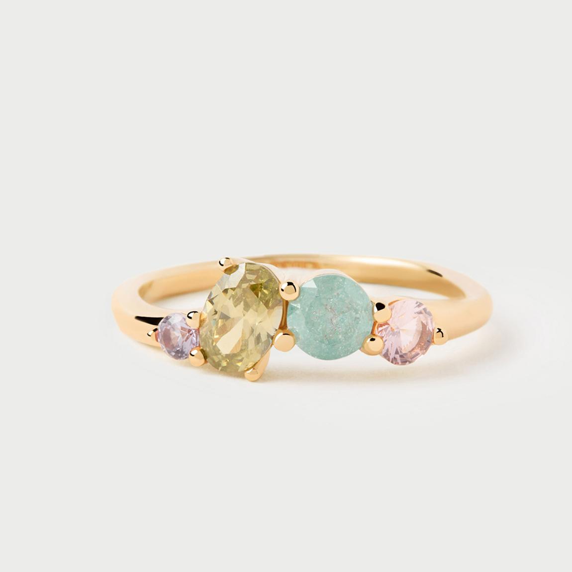 Multi-Coloured Glass & 18K Gold Plated Dalia Ring main product photo