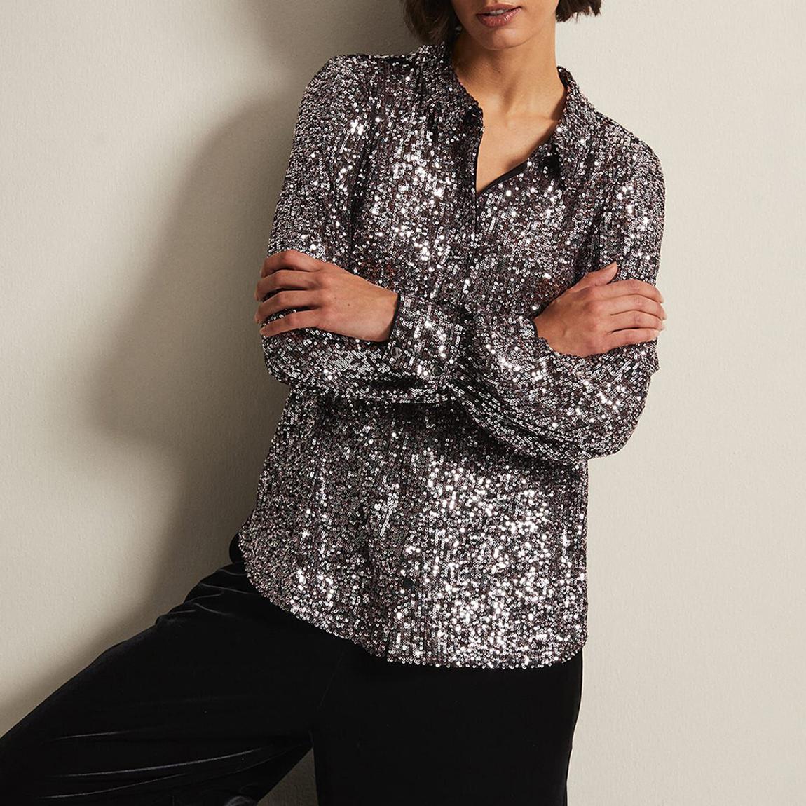 Silver Medora Sequin Shirt main product photo