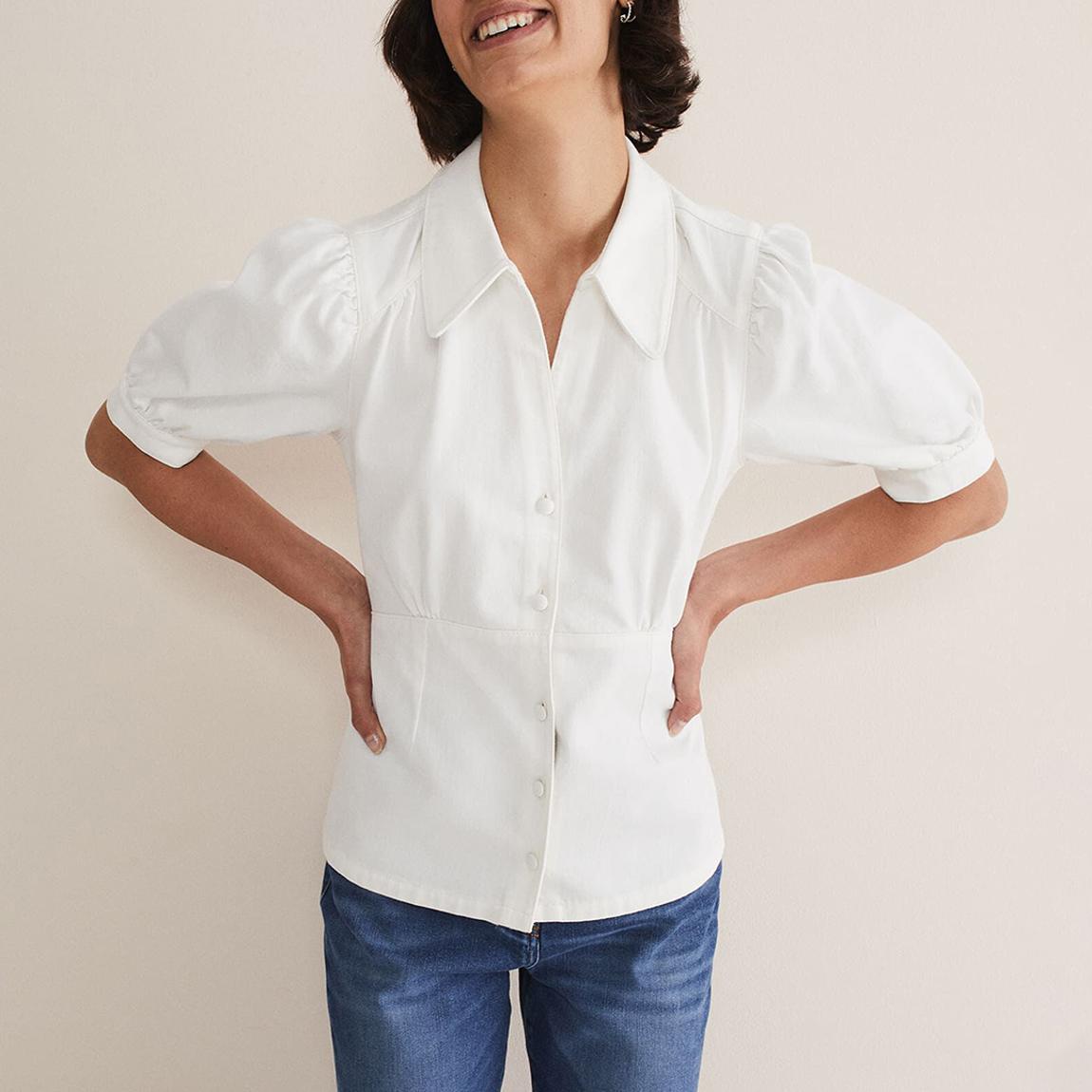 White Cosette Denim Top main product photo