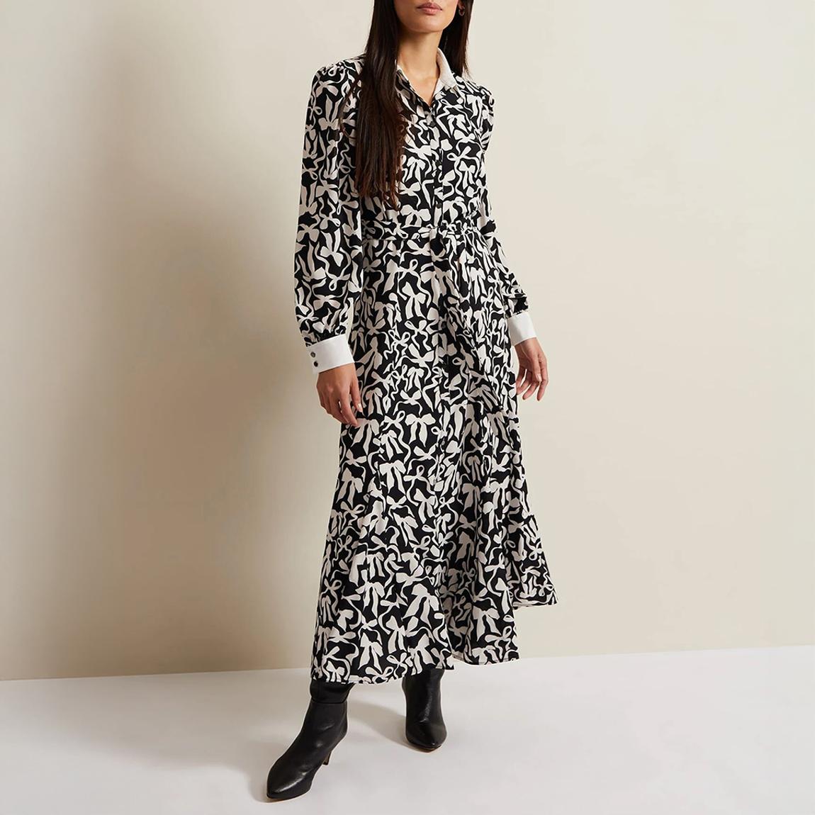 Black/Ivory Bonnie Shirt Midi Dress main product photo