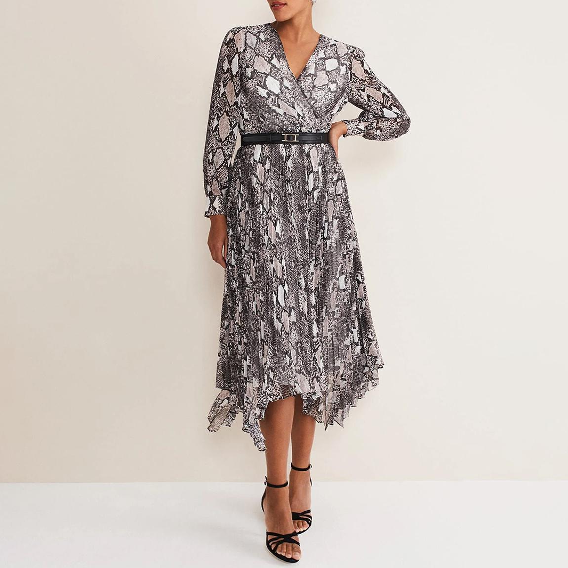 Black Dani Animal Pleated Dress main product photo