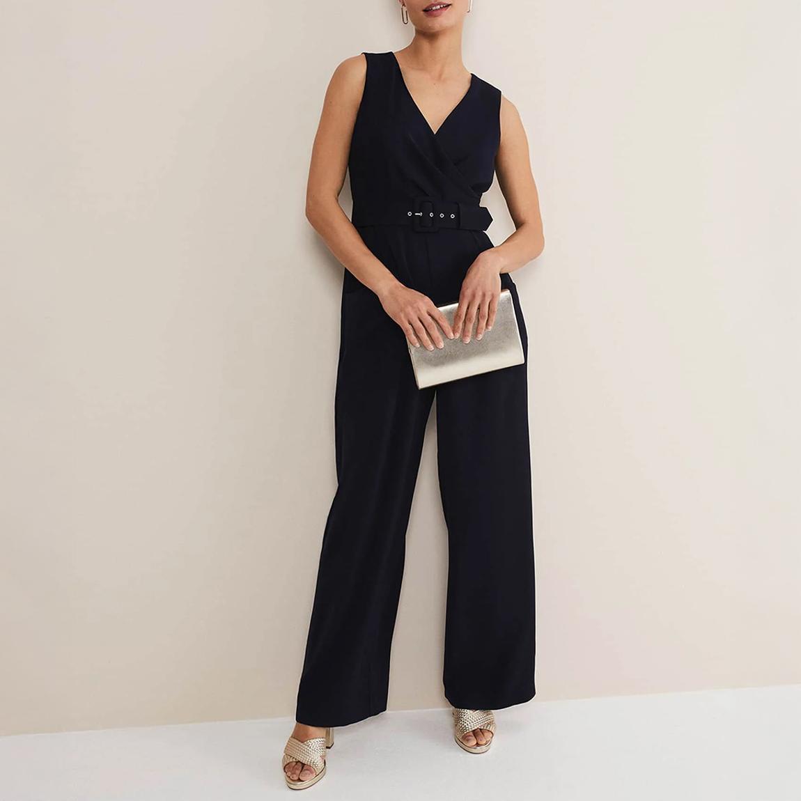Navy Lissia Belted Jumpsuit main product photo