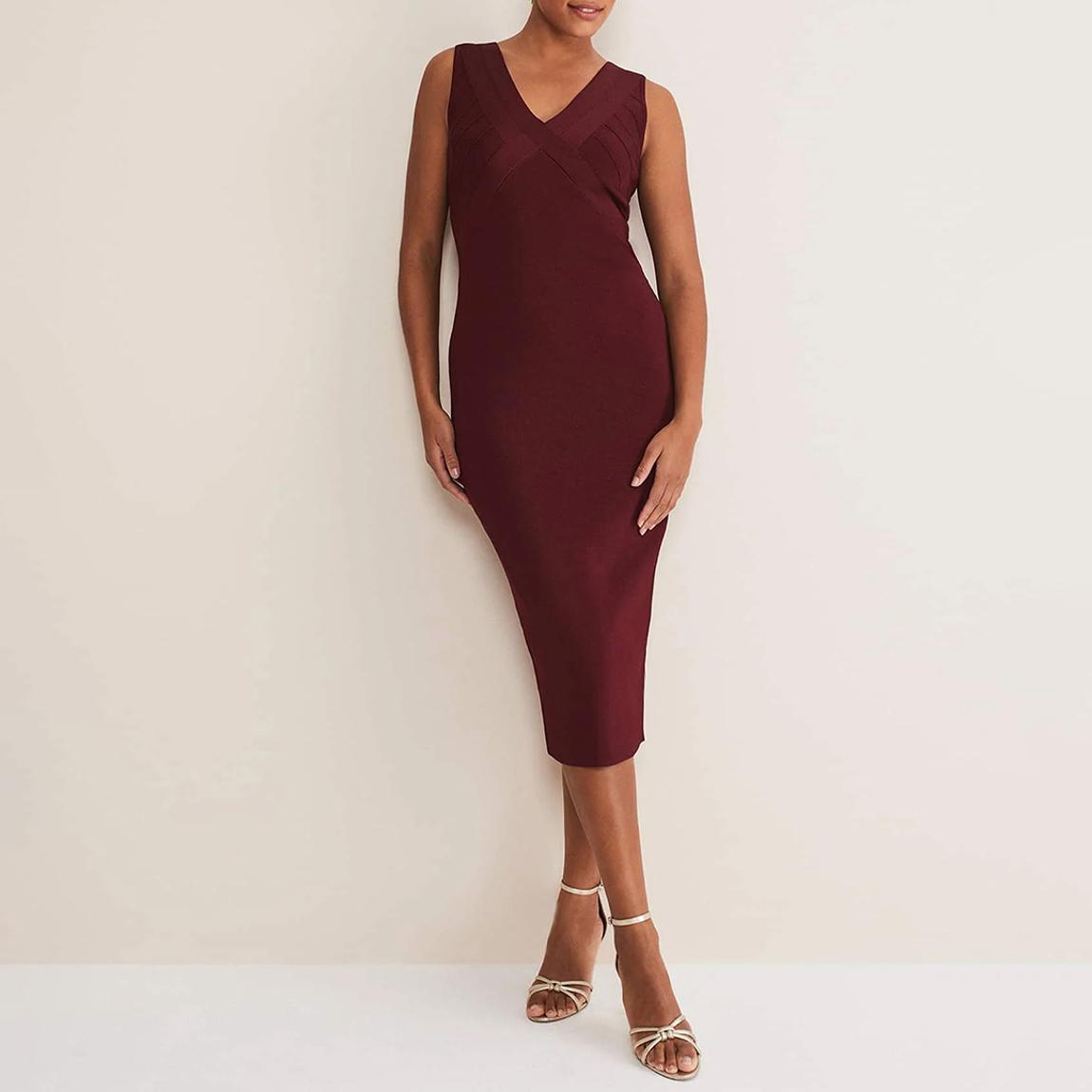 phase eight burgundy dress Klana Burgundy Pleat Dress