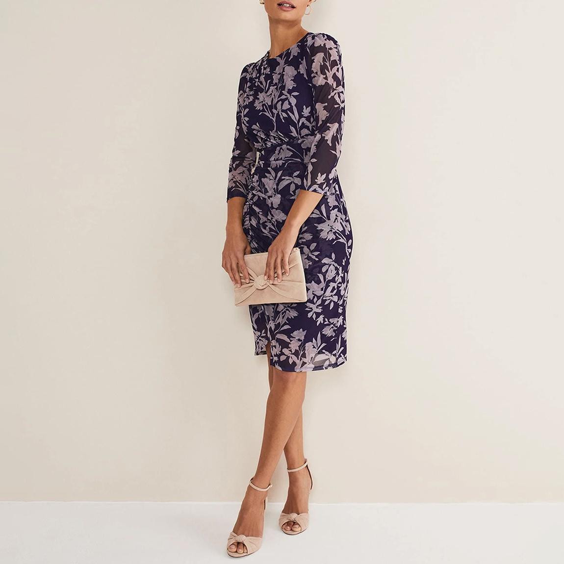 Navy Vera Floral Mesh Dress main product photo