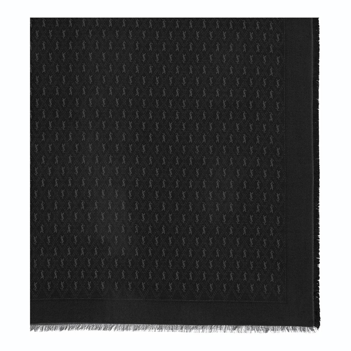 Black Large Cassandre Scarf In Wool Jacquard, Silk And Cotton Blend main product photo