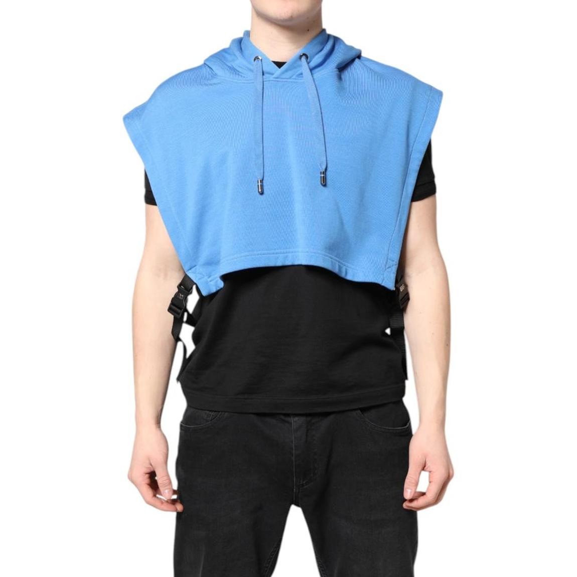 Sleeveless Cropped Hoodie - Blue Sweaters main product photo