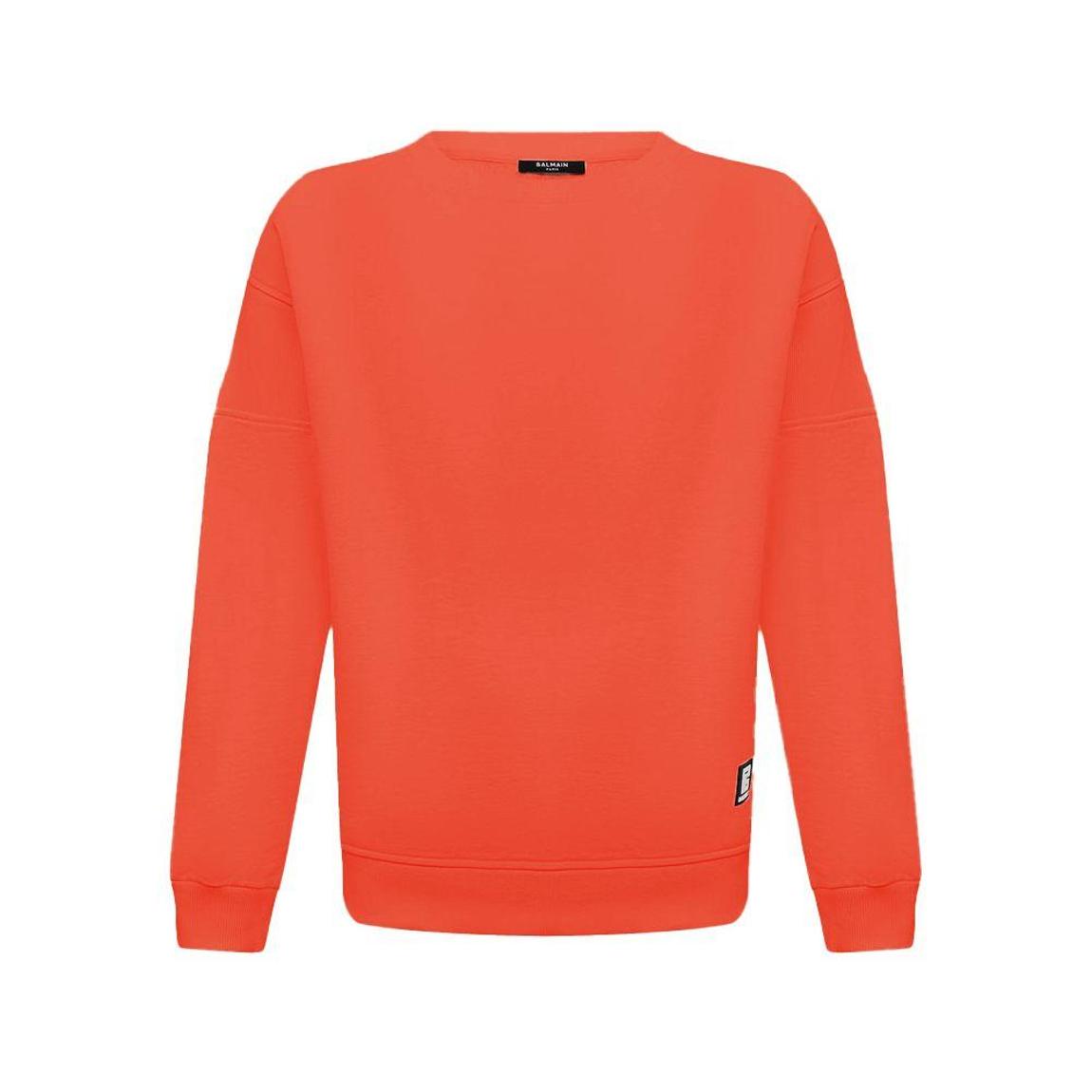 Cotton Sweater with Logo Print and Rubber Logo - Orange main product photo