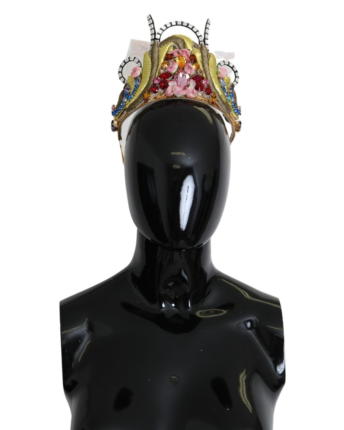 Dolce Gabbana Headband Crystal Flower Wo - Gold Hair Accessories main product photo