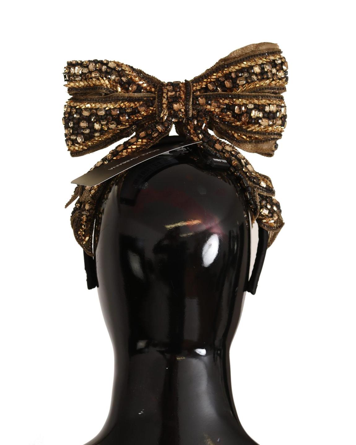 Embellished Bow Headband Wo - Gold Hair Accessories main product photo