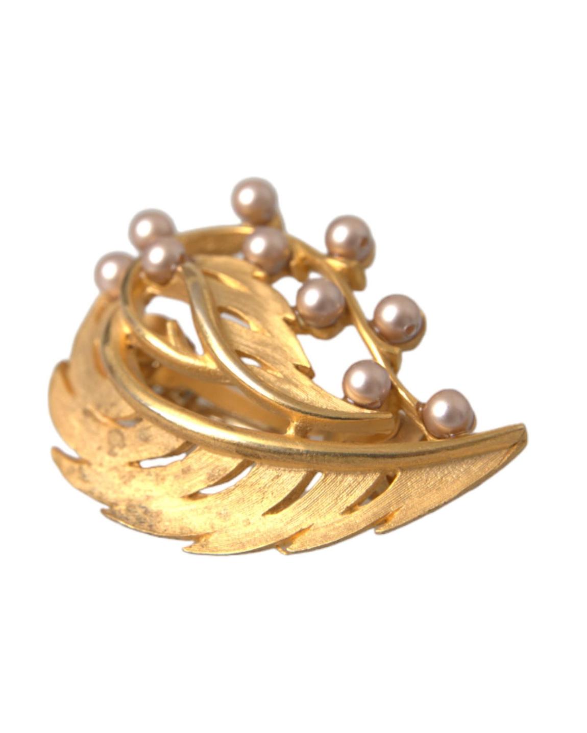 Gold Leaf Brooch Pearl Design Wo Brooches main product photo