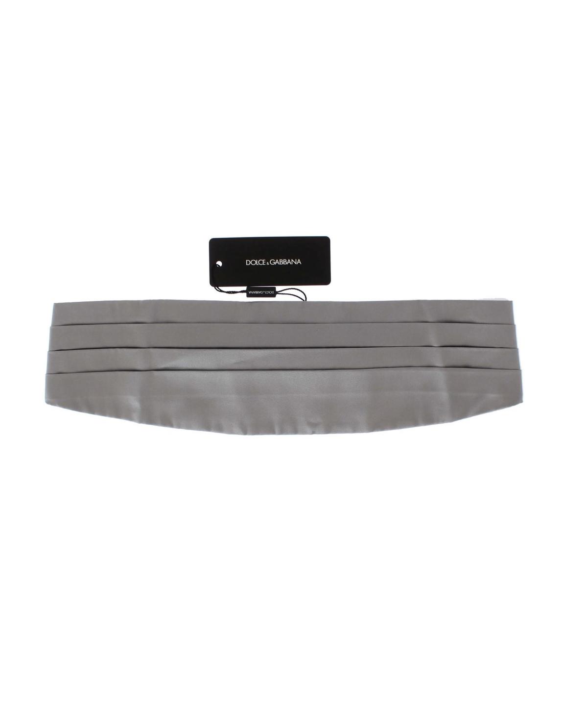 Dolce Gabbana Cummerbund Pleated Silk Gray- Silver Belts main product photo