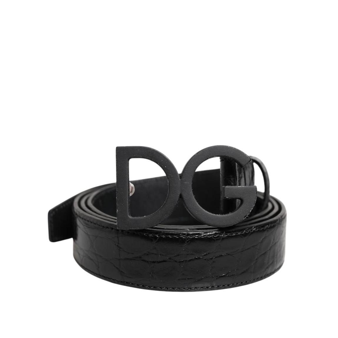 Classic Leather Belt with Metal DG Buckle- Black main product photo