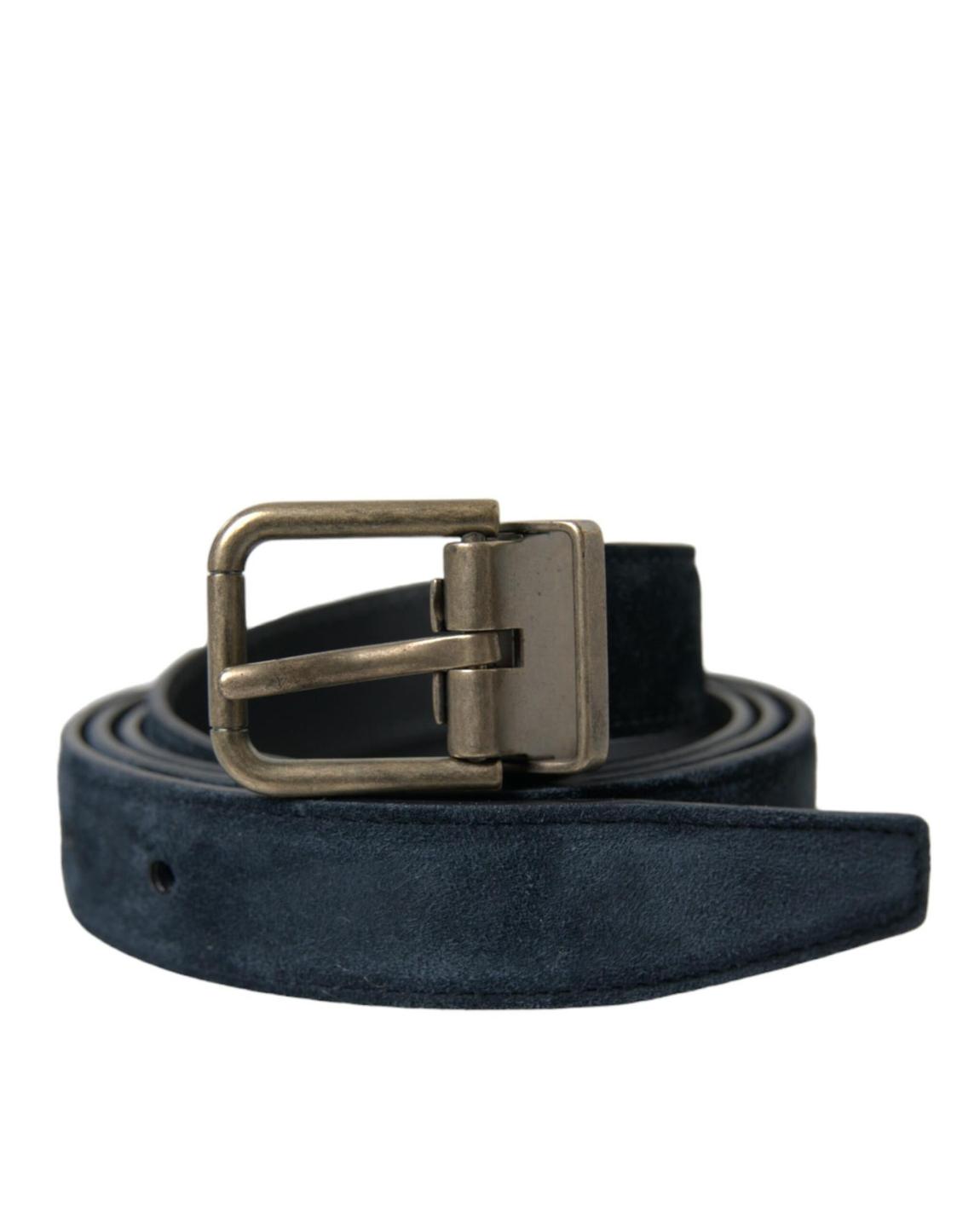 Suede Leather Belt Metal Buckle - Blue main product photo