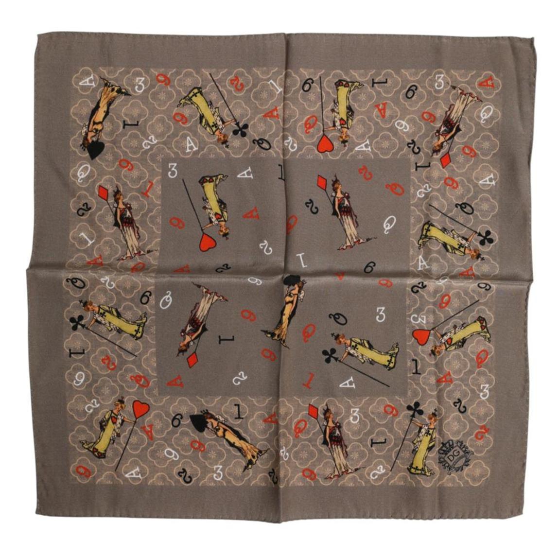 Playing Card Print Silk Scarf - Brown Scarves main product photo
