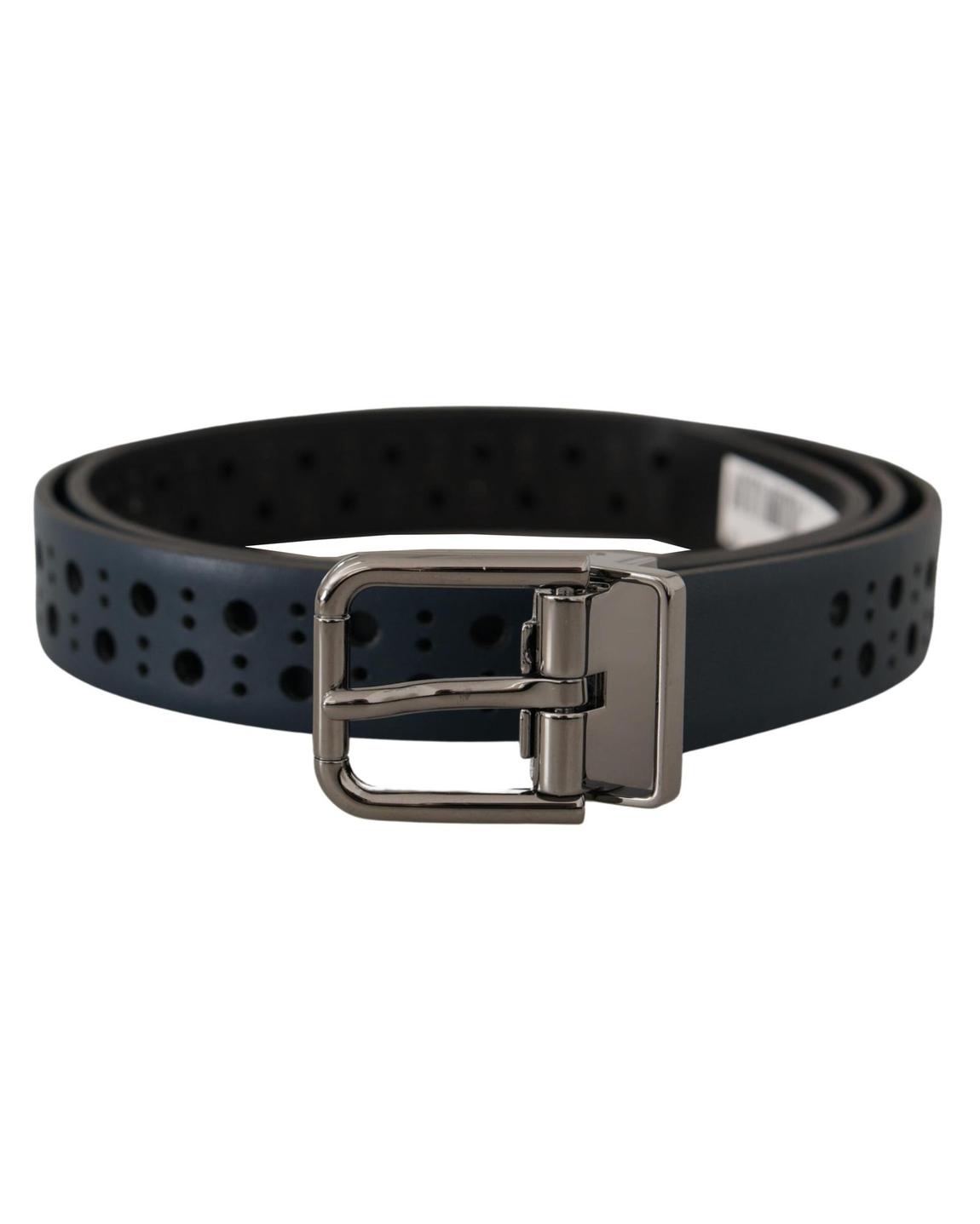 Perforated Leather Belt- Blue main product photo