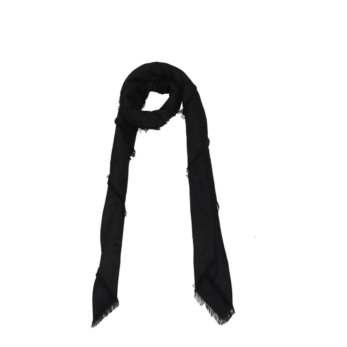 Viscose Silk Foulards with Fringes - Black Scarves main product photo