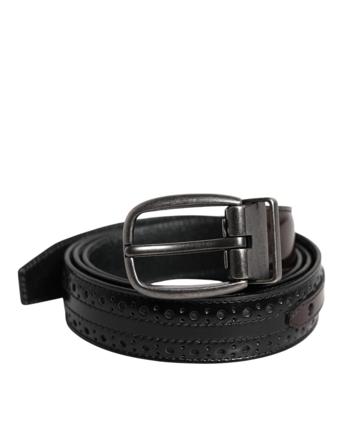 Leather Belt with Buckle - Black And Brown main product photo