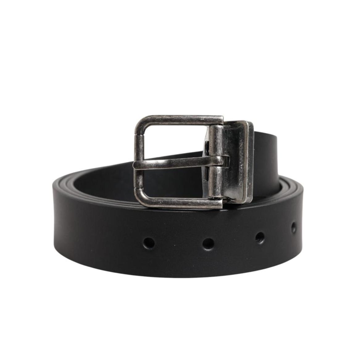 Leather Belt with Metal Buckle - Black main product photo