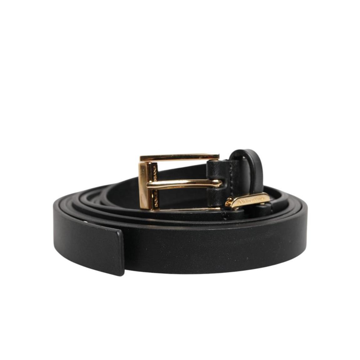 Leather Belt with Gold Buckle - Black main product photo