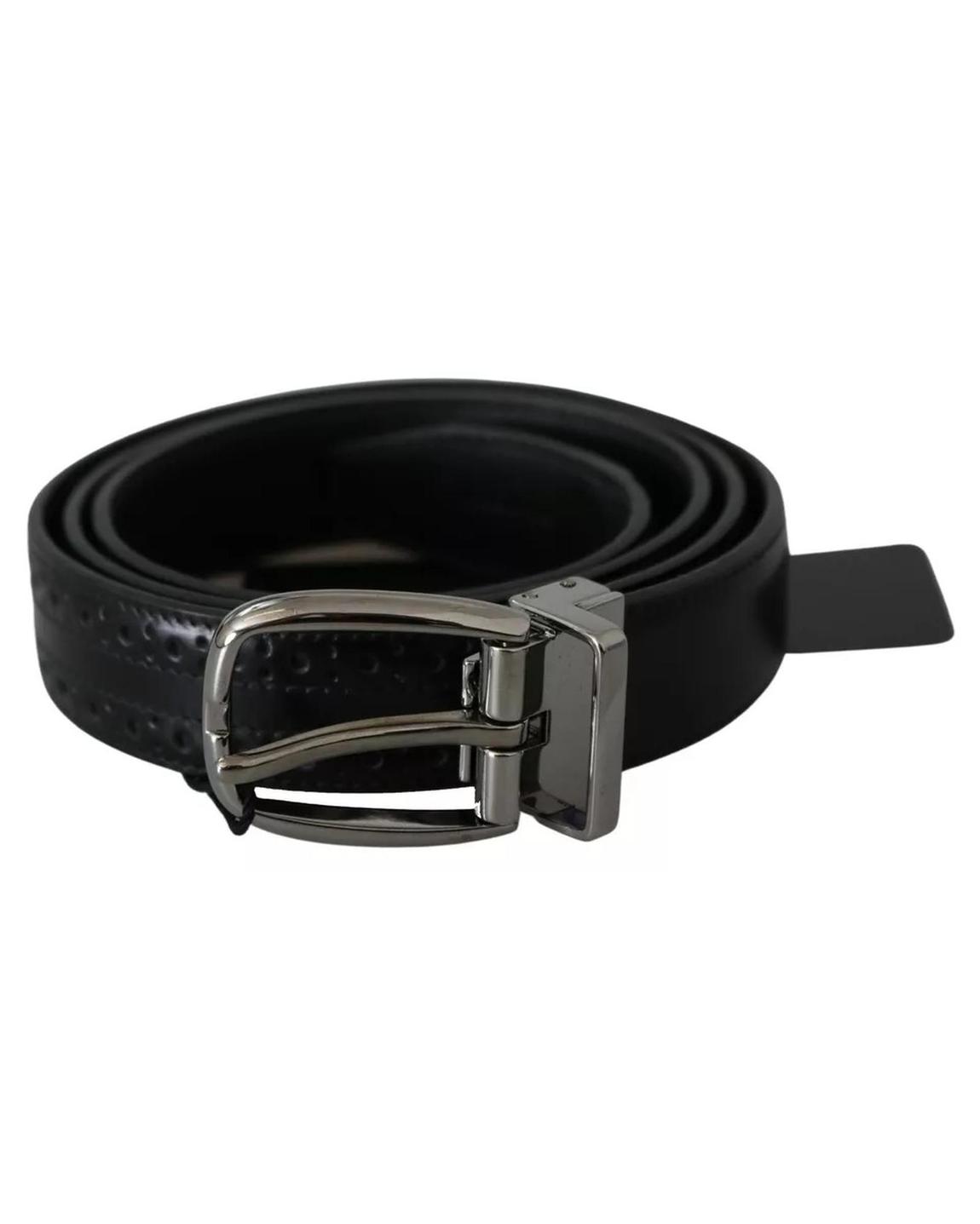 Leather Belt Perforated Style- Black main product photo