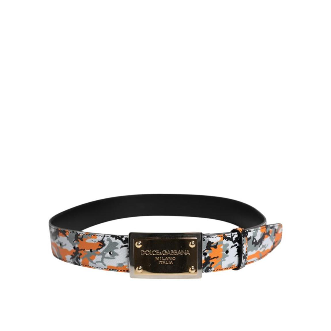 Camouflage Metal Logo Buckle Leather Belt - Multicolor main product photo