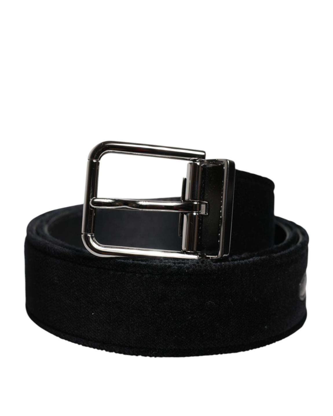 Velvet Belt with Metal Buckle - Black main product photo
