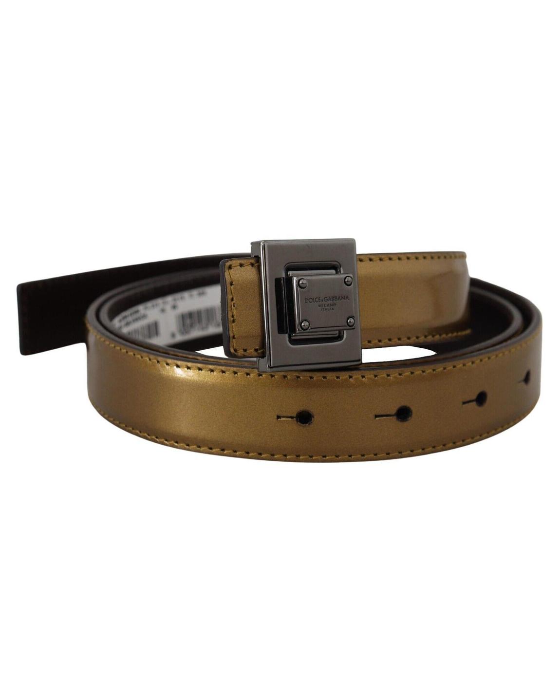Gold Leather Belt with Buckle main product photo