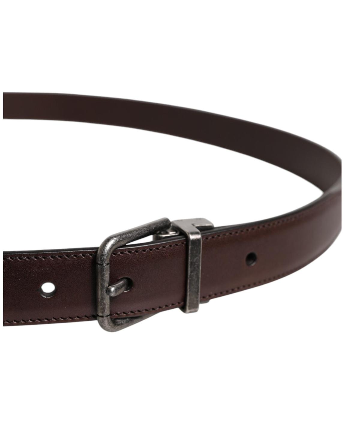 Leather Belt with Metal Buckle - Brown main product photo